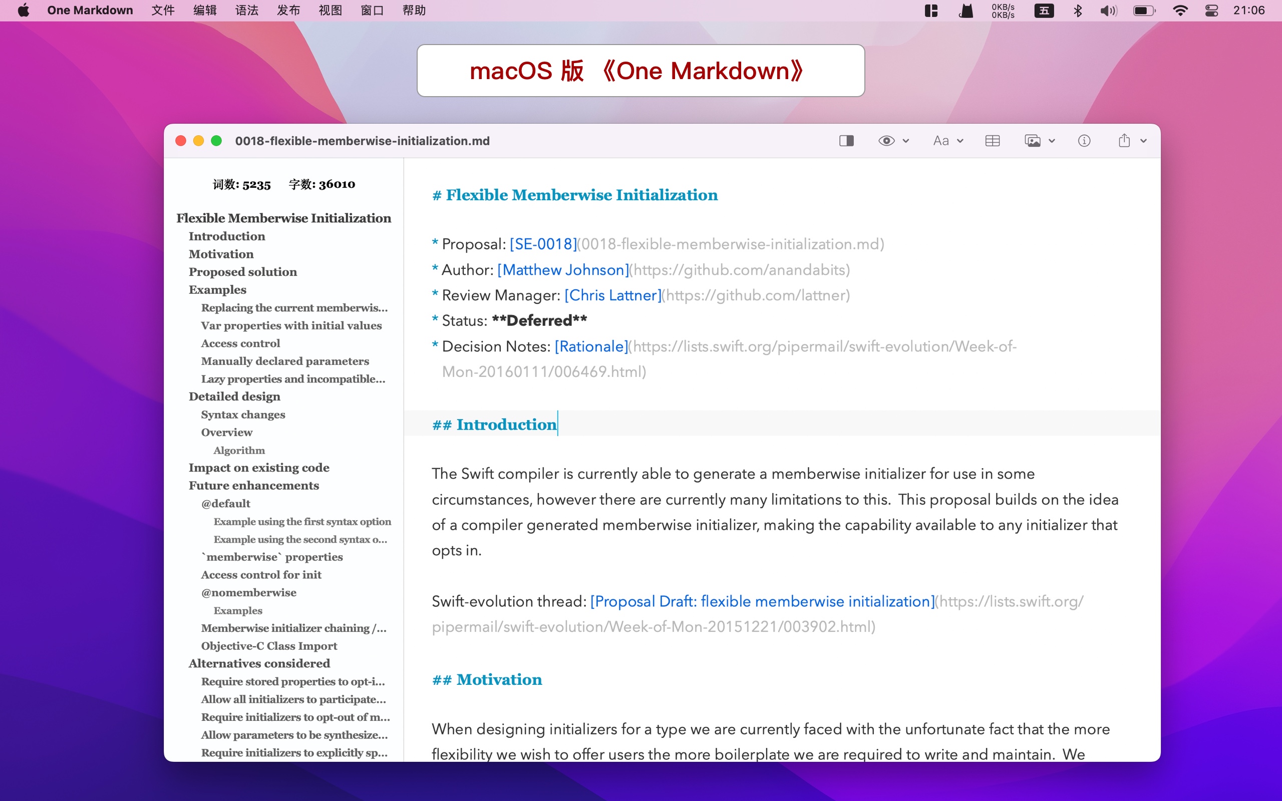 macOSVersionOneMarkdown